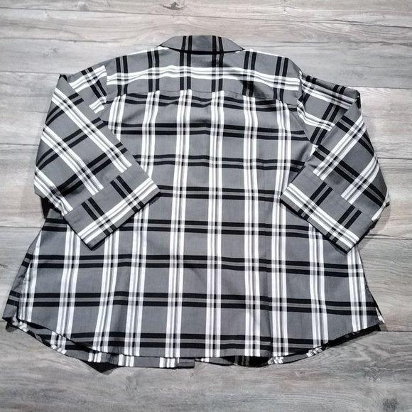 Westbound Woman 24W Blouse Wide Half Sleeve Black White - Picture 7 of 9